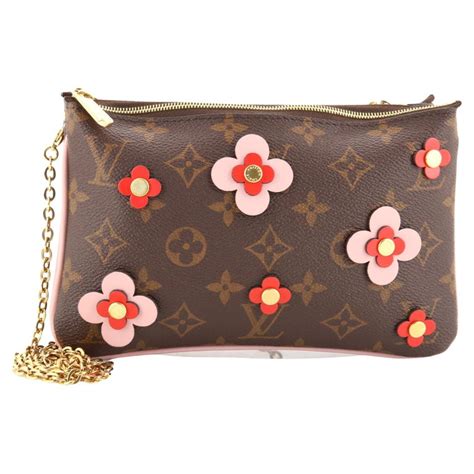 louis vuitton double zipper pochette flowers|Louis Vuitton Blooming Flowers Double Zip Pochette Bag.